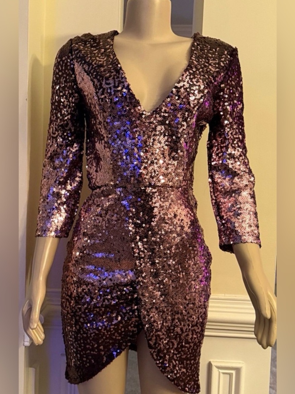TRIXXI RoseGold Sequin Cocktail Dress Sz Lg/8